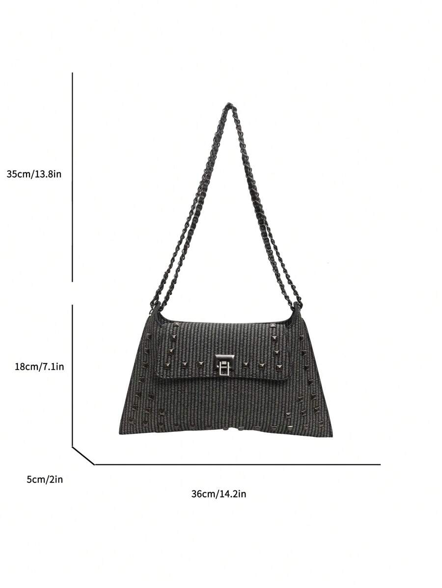 Solid Colour PU Leather Crossbody Bag with Twist Lock, Sleek and Fashionable Shoulder Bag for Office, School, Work or Daily Shopping