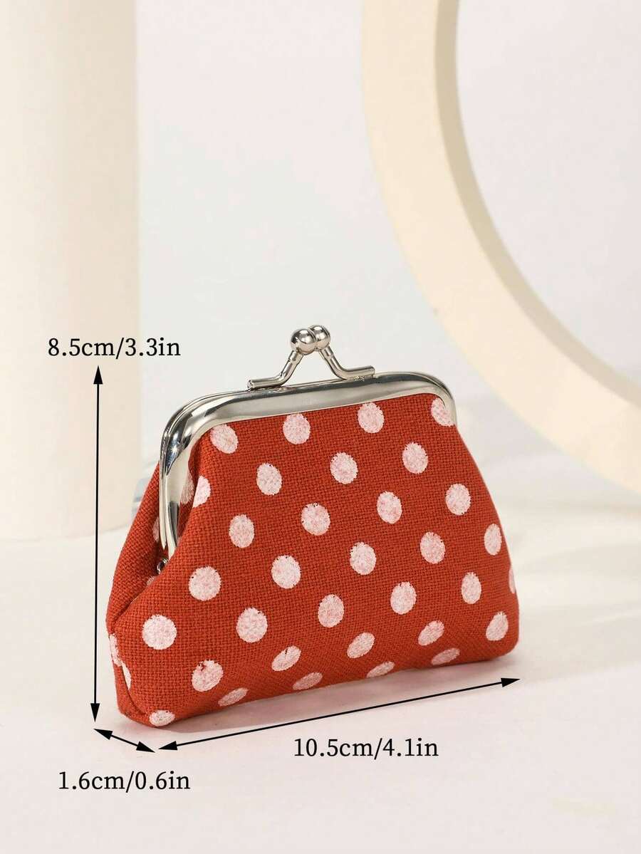 Polka Dot Kiss Lock Coin Purse for Women, Stylish and Versatile Small Wallet, Lightweight Mini Purse for Everyday Use, Great Gift Idea for Ladies and Girls