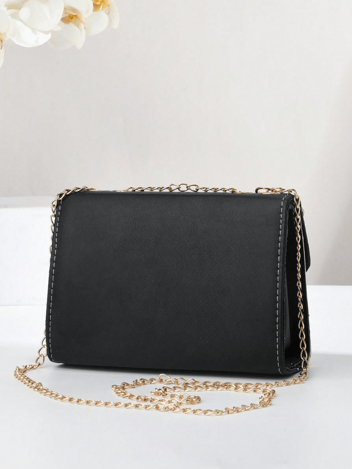 Elegant Square Flap Bag with Bow and Faux Pearl Decor, Mini Fashion PU Handbag with Adjustable Strap, Ideal Mother's Day Gift or Birthday Present