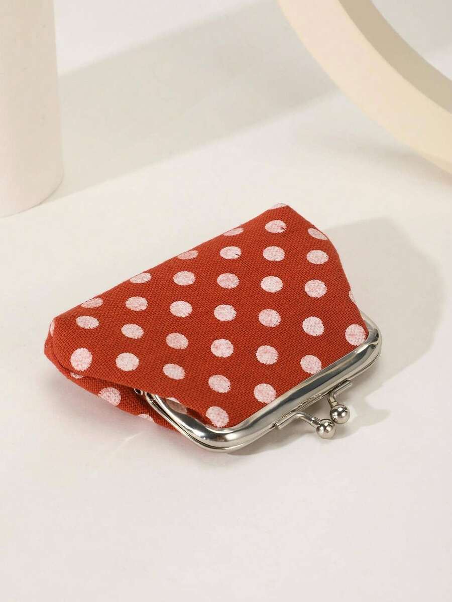 Polka Dot Kiss Lock Coin Purse for Women, Stylish and Versatile Small Wallet, Lightweight Mini Purse for Everyday Use, Great Gift Idea for Ladies and Girls