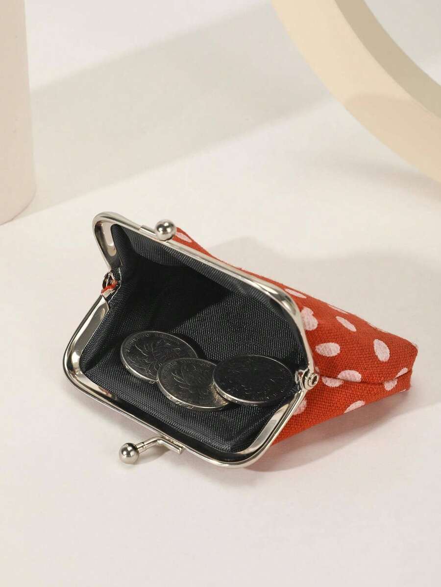 Polka Dot Kiss Lock Coin Purse for Women, Stylish and Versatile Small Wallet, Lightweight Mini Purse for Everyday Use, Great Gift Idea for Ladies and Girls