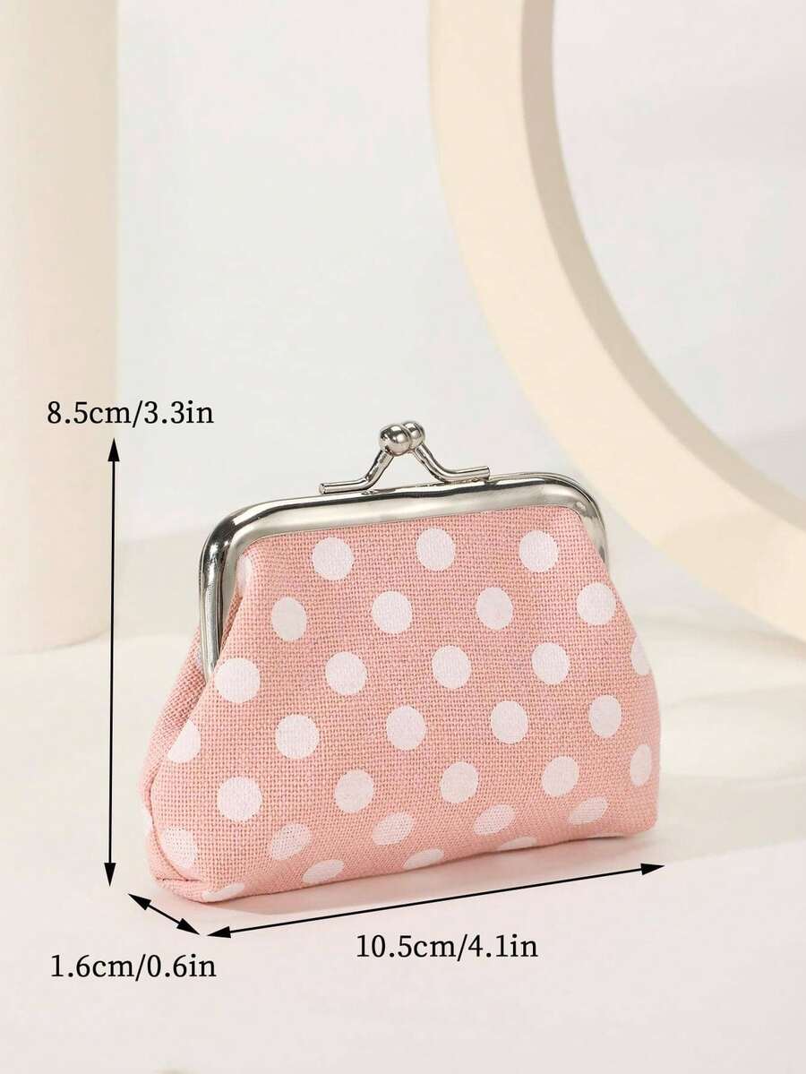 Polka Dot Kiss Lock Coin Purse for Women, Stylish and Versatile Small Wallet, Lightweight Mini Purse for Everyday Use, Great Gift Idea for Ladies and Girls