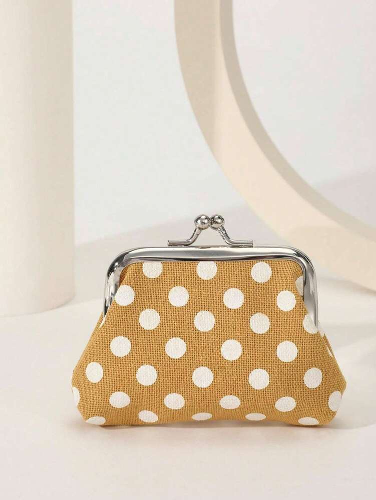 Polka Dot Kiss Lock Coin Purse for Women, Stylish and Versatile Small Wallet, Lightweight Mini Purse for Everyday Use, Great Gift Idea for Ladies and Girls