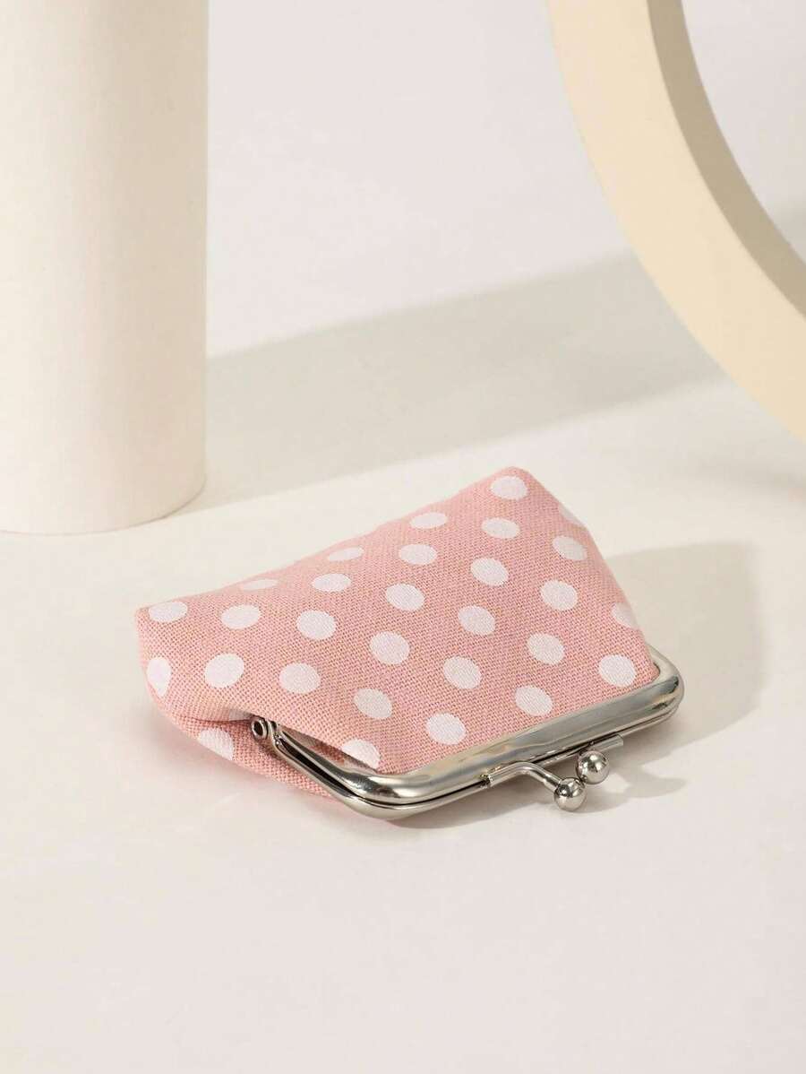 Polka Dot Kiss Lock Coin Purse for Women, Stylish and Versatile Small Wallet, Lightweight Mini Purse for Everyday Use, Great Gift Idea for Ladies and Girls