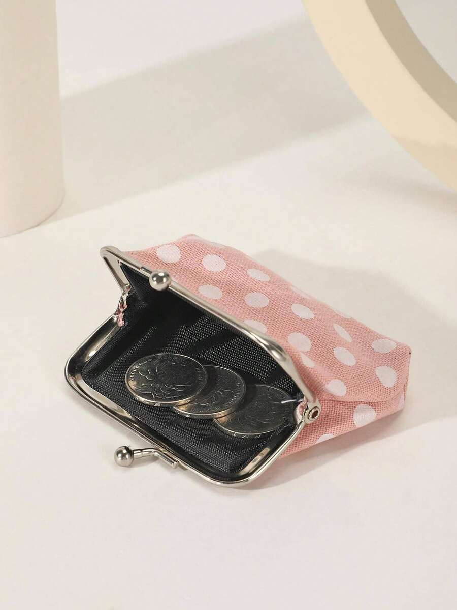 Polka Dot Kiss Lock Coin Purse for Women, Stylish and Versatile Small Wallet, Lightweight Mini Purse for Everyday Use, Great Gift Idea for Ladies and Girls