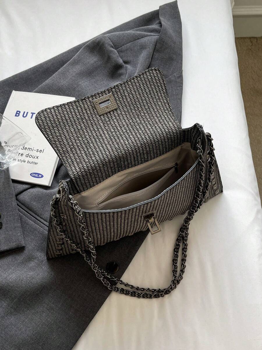 Solid Colour PU Leather Crossbody Bag with Twist Lock, Sleek and Fashionable Shoulder Bag for Office, School, Work or Daily Shopping