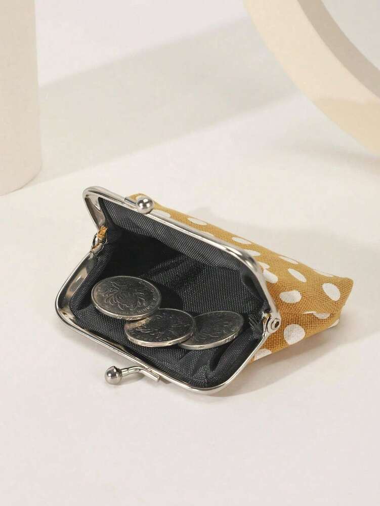 Polka Dot Kiss Lock Coin Purse for Women, Stylish and Versatile Small Wallet, Lightweight Mini Purse for Everyday Use, Great Gift Idea for Ladies and Girls