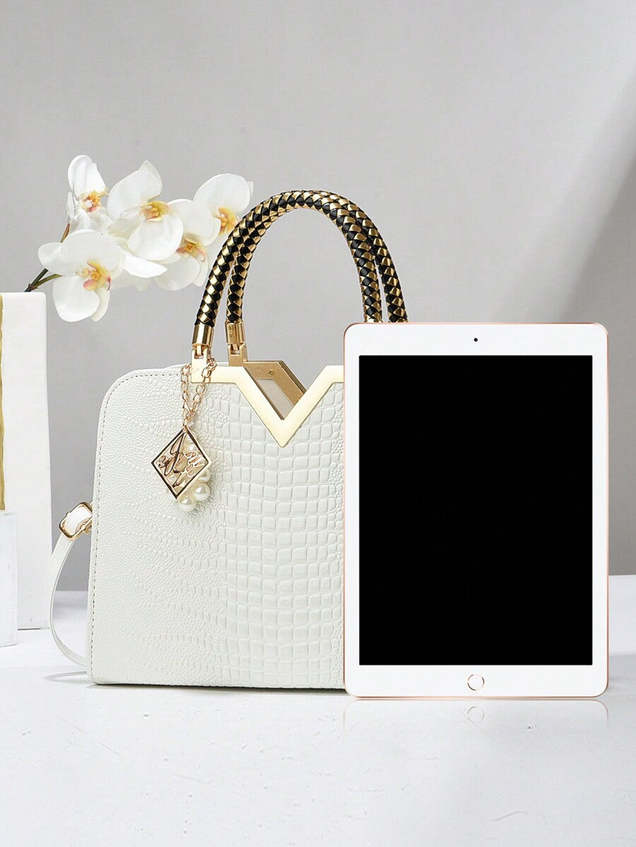 Elegant Large-Capacity Square Bag for Women, Versatile Handheld or Crossbody, Ideal Gift for Mothers, Office, Work or Business Use, Mommy Must-Have