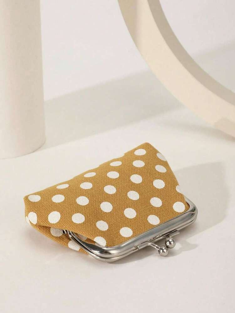 Polka Dot Kiss Lock Coin Purse for Women, Stylish and Versatile Small Wallet, Lightweight Mini Purse for Everyday Use, Great Gift Idea for Ladies and Girls