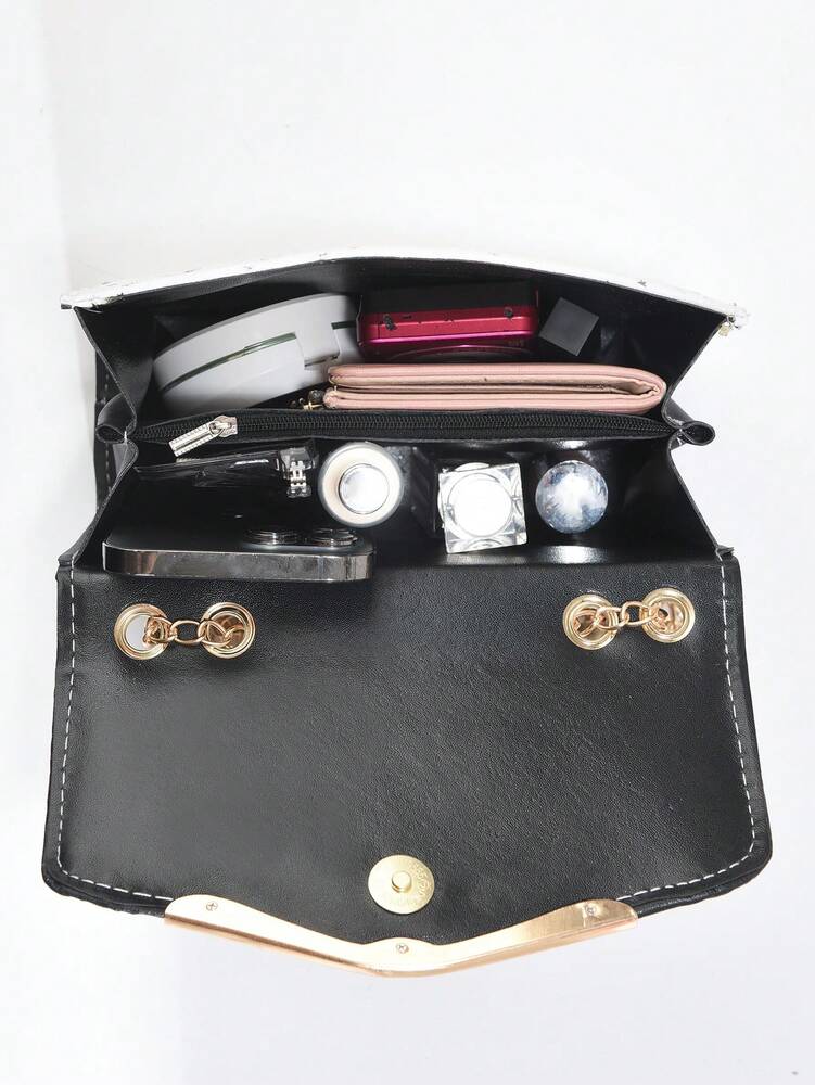 Elegant Square Flap Bag with Bow and Faux Pearl Decor, Mini Fashion PU Handbag with Adjustable Strap, Ideal Mother's Day Gift or Birthday Present