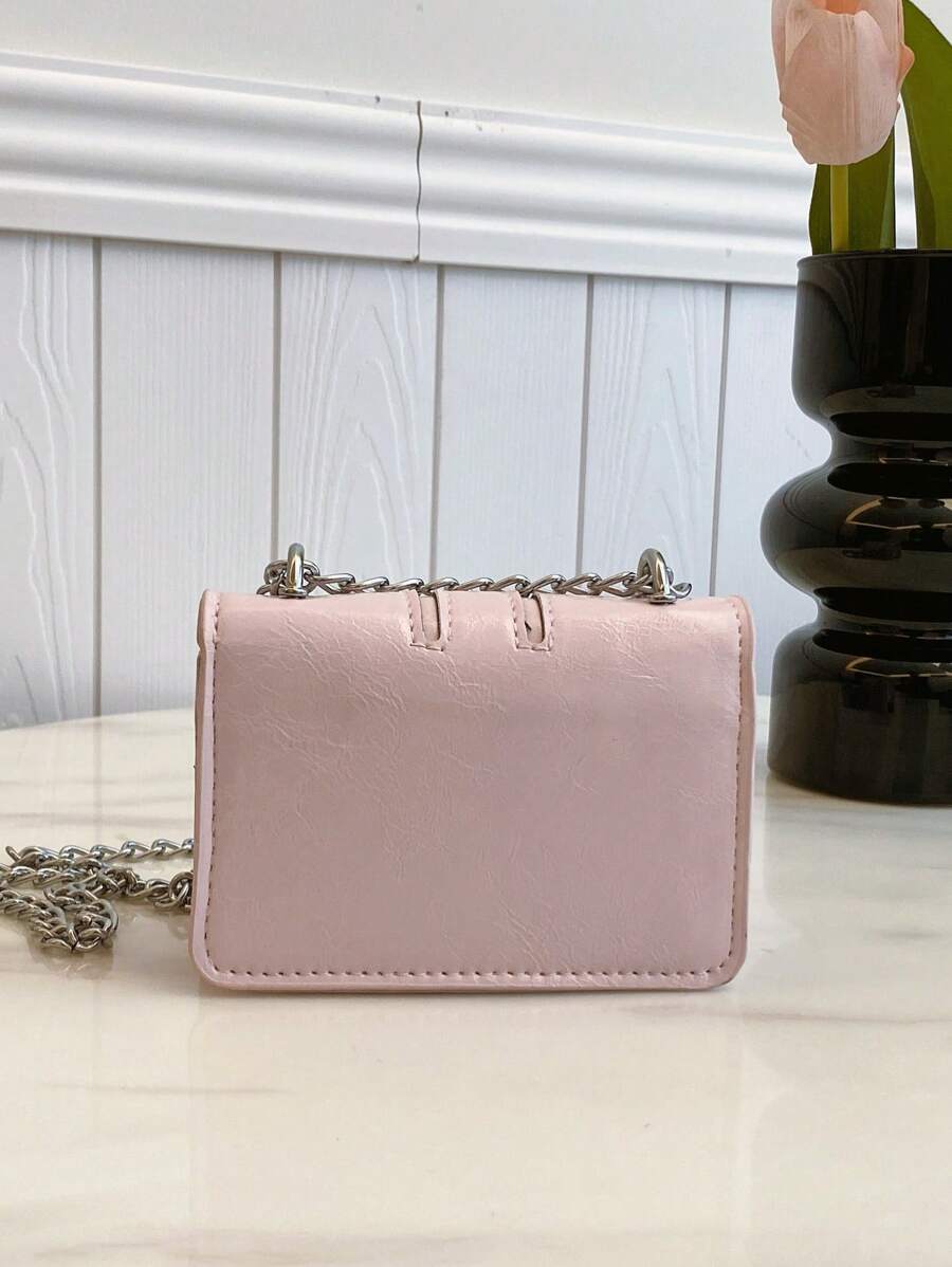 Fashionable Mini Square Crossbody Bag with Bow Decoration and Double Chain, Ideal for Fall and Winter, Lightweight Daily Purse for Students and Women