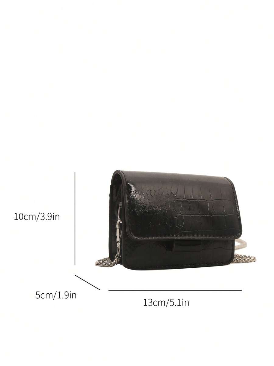 Stylish Mini Square Crossbody Bag with Bow Hardware, Flap Closure and Chain Strap, Perfect for Fall/Winter, Lightweight Bag for Girls and Ladies