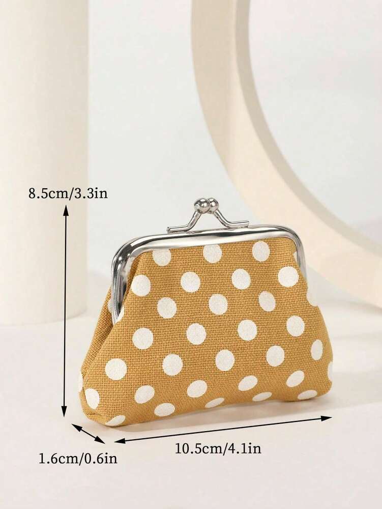 Polka Dot Kiss Lock Coin Purse for Women, Stylish and Versatile Small Wallet, Lightweight Mini Purse for Everyday Use, Great Gift Idea for Ladies and Girls