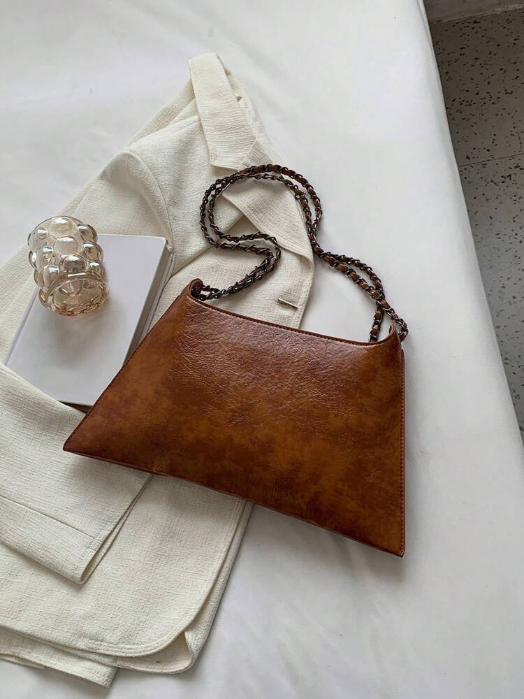 Solid Colour PU Leather Crossbody Bag with Twist Lock, Sleek and Fashionable Shoulder Bag for Office, School, Work or Daily Shopping