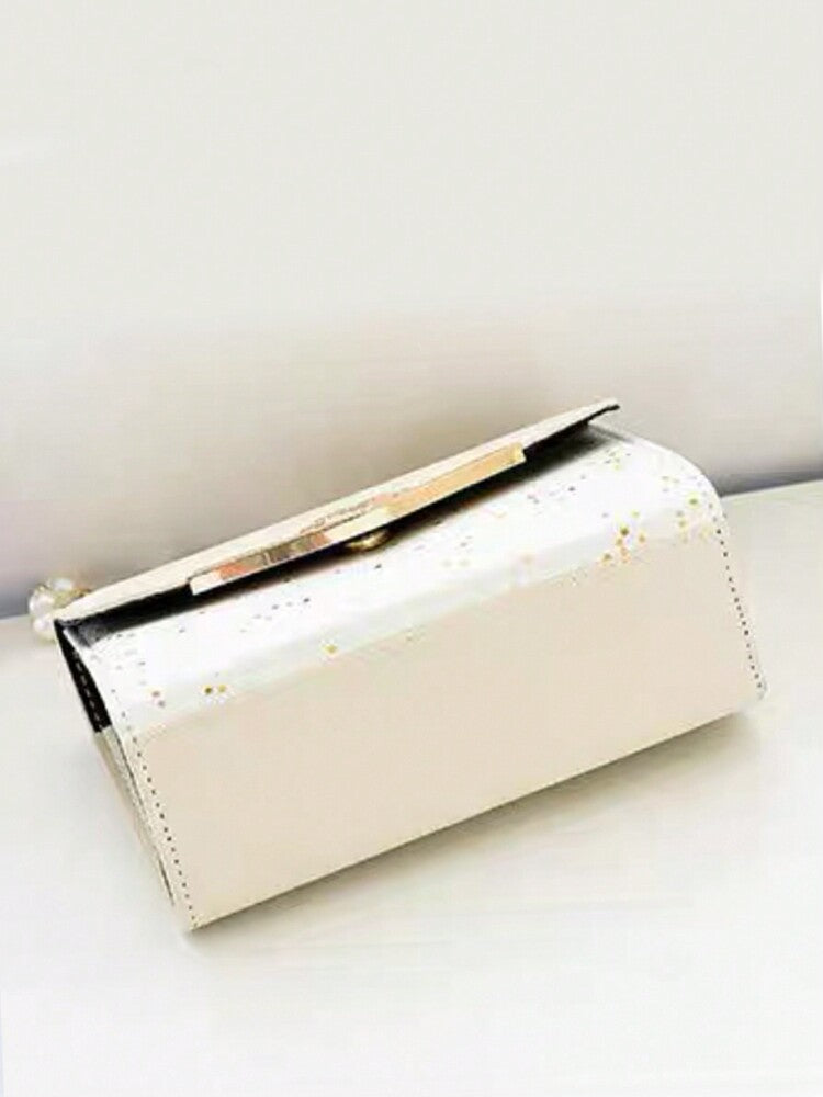 Elegant Square Flap Bag with Bow and Faux Pearl Decor, Mini Fashion PU Handbag with Adjustable Strap, Ideal Mother's Day Gift or Birthday Present