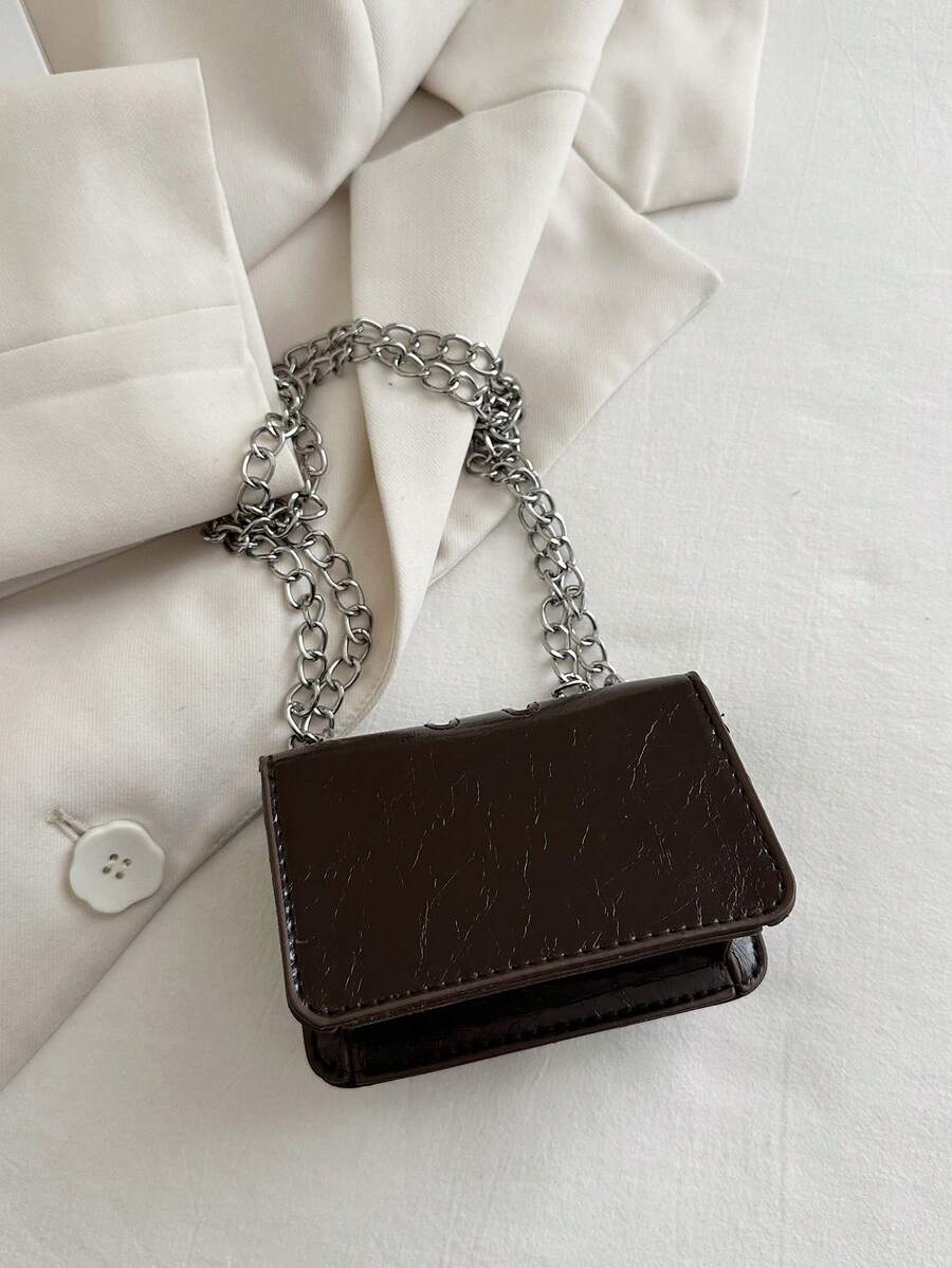 Fashionable Mini Square Crossbody Bag with Bow Decoration and Double Chain, Ideal for Fall and Winter, Lightweight Daily Purse for Students and Women