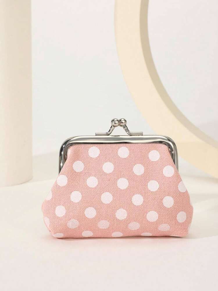 Polka Dot Kiss Lock Coin Purse for Women, Stylish and Versatile Small Wallet, Lightweight Mini Purse for Everyday Use, Great Gift Idea for Ladies and Girls