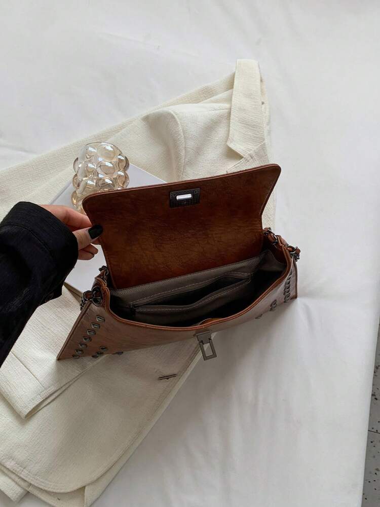 Solid Colour PU Leather Crossbody Bag with Twist Lock, Sleek and Fashionable Shoulder Bag for Office, School, Work or Daily Shopping