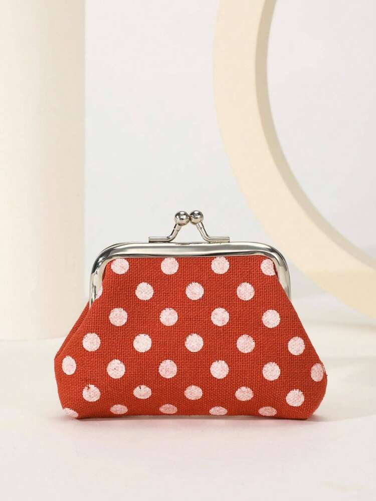 Polka Dot Kiss Lock Coin Purse for Women, Stylish and Versatile Small Wallet, Lightweight Mini Purse for Everyday Use, Great Gift Idea for Ladies and Girls
