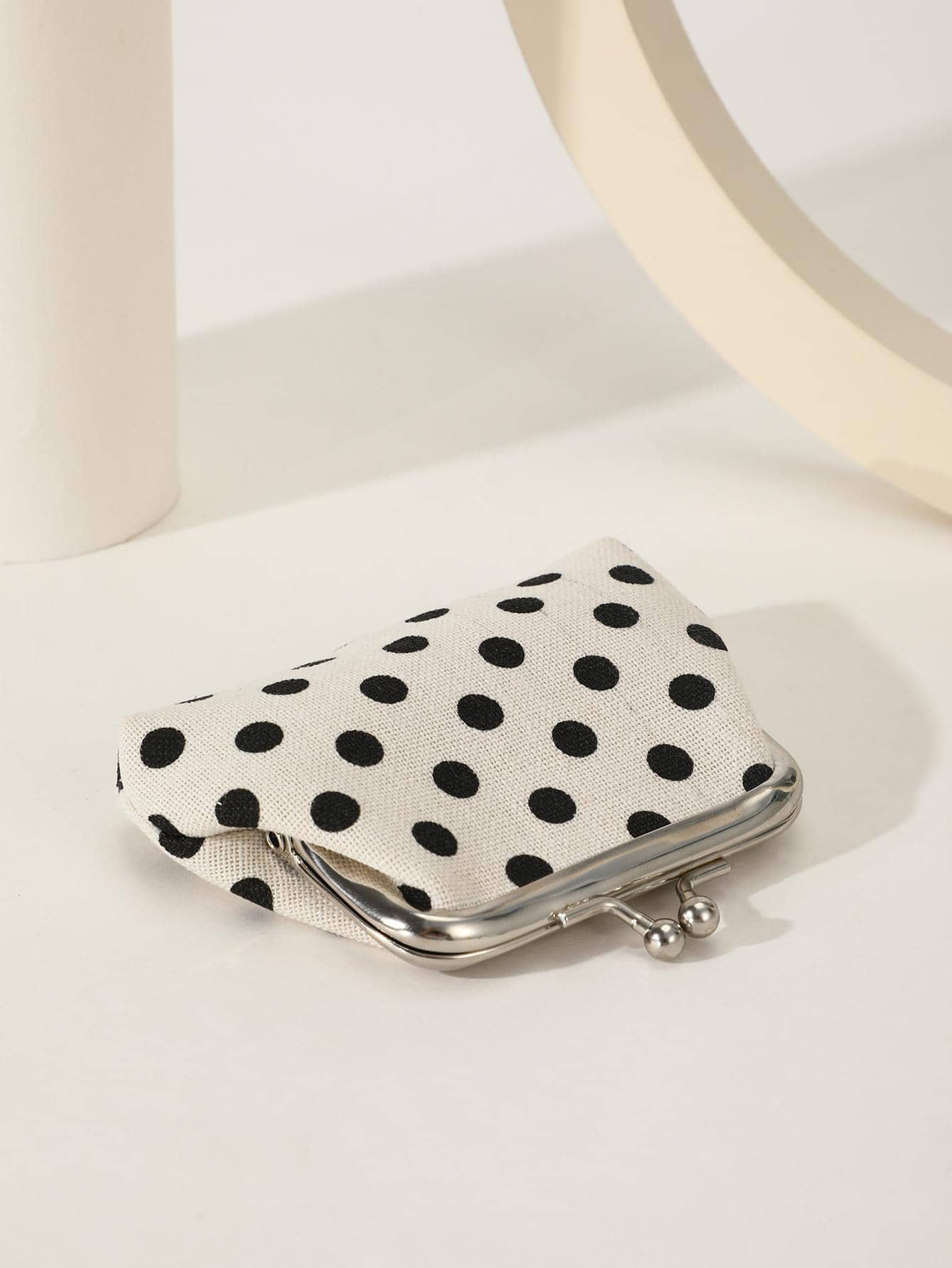 Polka Dot Kiss Lock Coin Purse for Women, Stylish and Versatile Small Wallet, Lightweight Mini Purse for Everyday Use, Great Gift Idea for Ladies and Girls