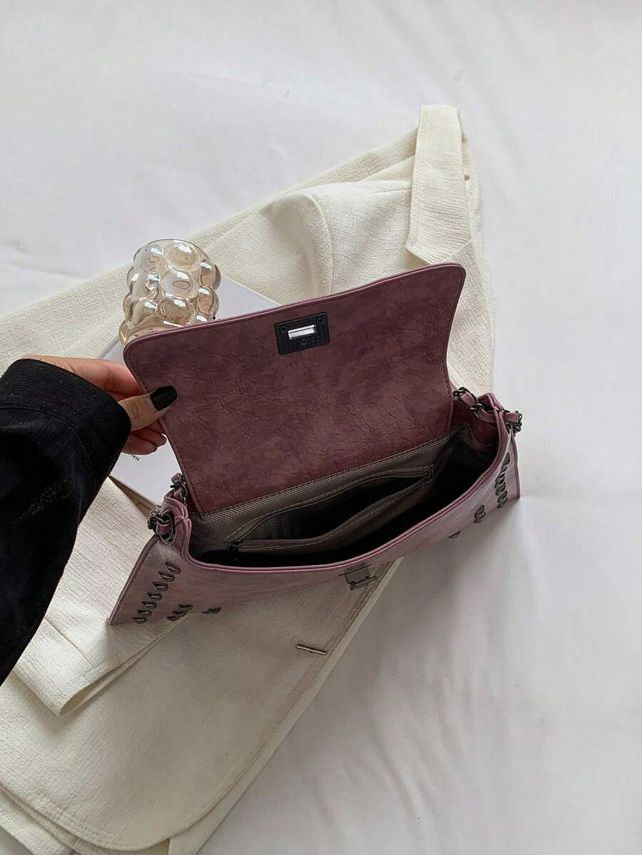 Solid Colour PU Leather Crossbody Bag with Twist Lock, Sleek and Fashionable Shoulder Bag for Office, School, Work or Daily Shopping