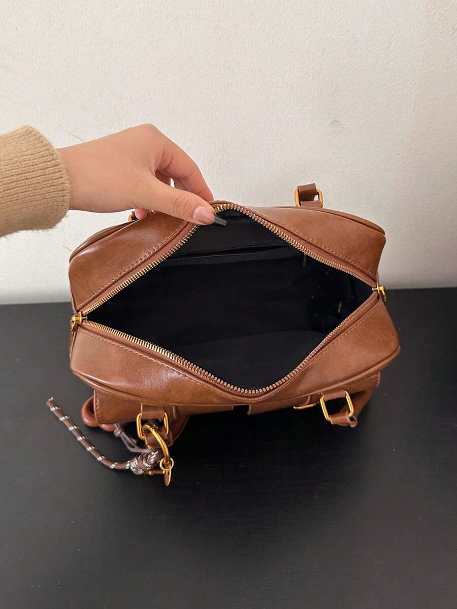 Trendy Pillow Shoulder Bag with Bread Knot Pendant and Multi Pockets, Retro Minimalist Handbag for Women, Perfect for Daily Use and Shopping