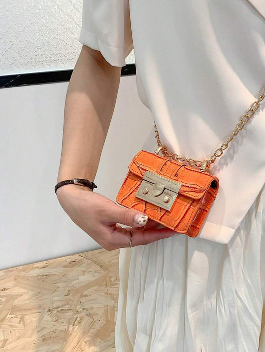 Stylish Mini Square Crossbody Bag with Bow Hardware, Flap Closure and Chain Strap, Perfect for Fall/Winter, Lightweight Bag for Girls and Ladies