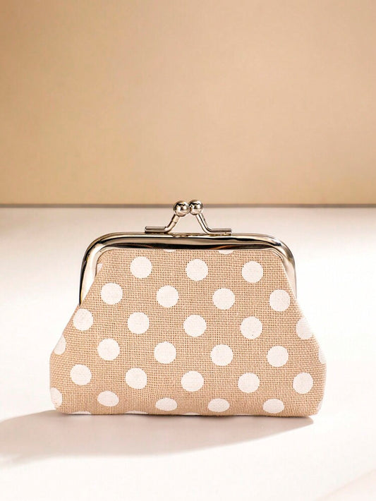 Polka Dot Kiss Lock Coin Purse for Women, Stylish and Versatile Small Wallet, Lightweight Mini Purse for Everyday Use, Great Gift Idea for Ladies and Girls