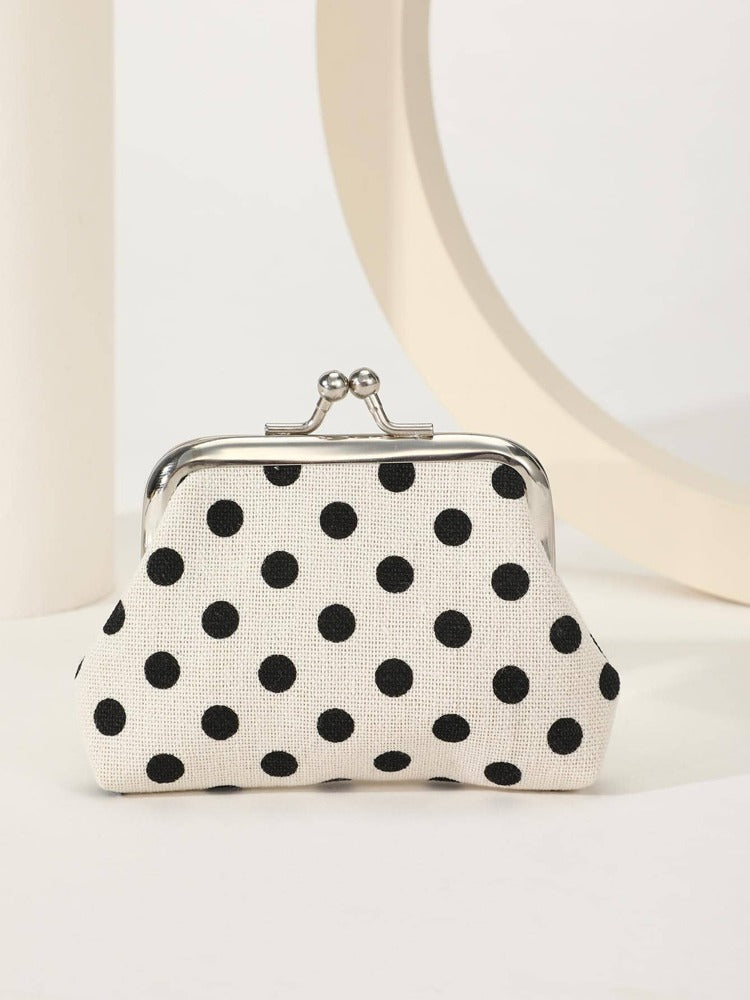 Polka Dot Kiss Lock Coin Purse for Women, Stylish and Versatile Small Wallet, Lightweight Mini Purse for Everyday Use, Great Gift Idea for Ladies and Girls
