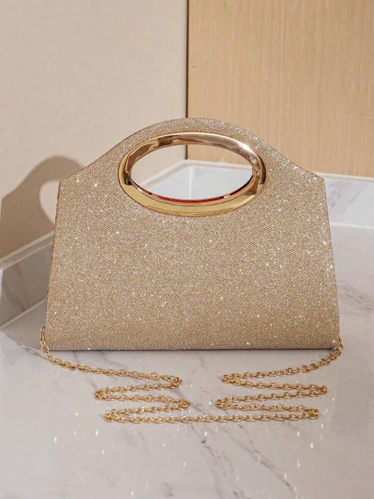 Rhinestone Bucket Bag for Women with Drawstring Design, Clear Faux Pearl Evening Bag, Elegant Purse for Parties, Weddings and Special Occasions