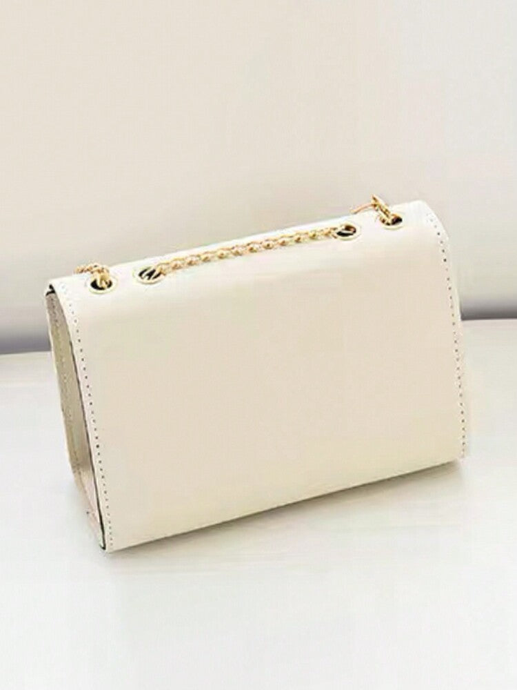 Elegant Square Flap Bag with Bow and Faux Pearl Decor, Mini Fashion PU Handbag with Adjustable Strap, Ideal Mother's Day Gift or Birthday Present