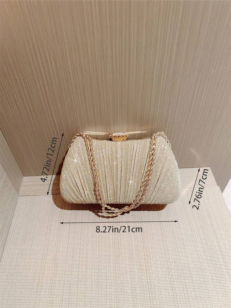 Elegant Metal Box Clutch Evening Bag for Women, Chain Strap, Ideal for Weddings, Proms, Banquets or Holiday Parties, Matches Sequin Dresses Perfectly