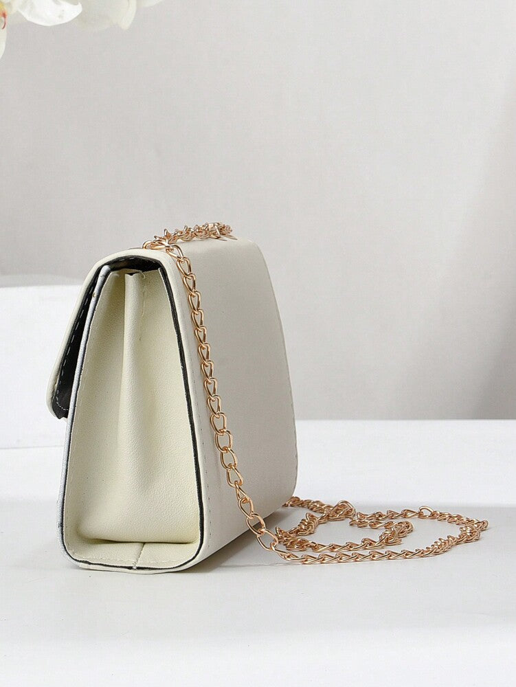 Elegant Square Flap Bag with Bow and Faux Pearl Decor, Mini Fashion PU Handbag with Adjustable Strap, Ideal Mother's Day Gift or Birthday Present